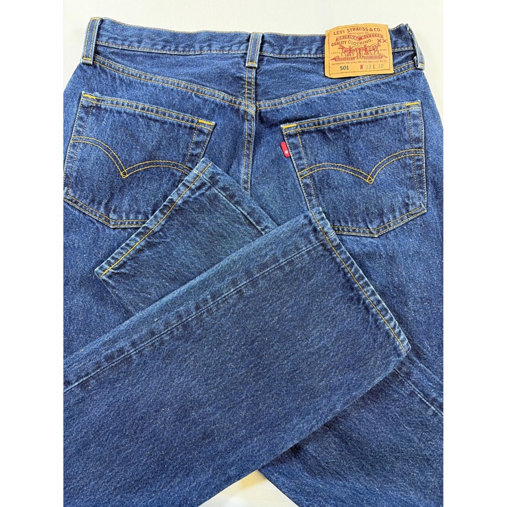 Vintage Y2K Levis 501 Women's Dark Wash Straight Leg Jeans Made in USA W33 L32